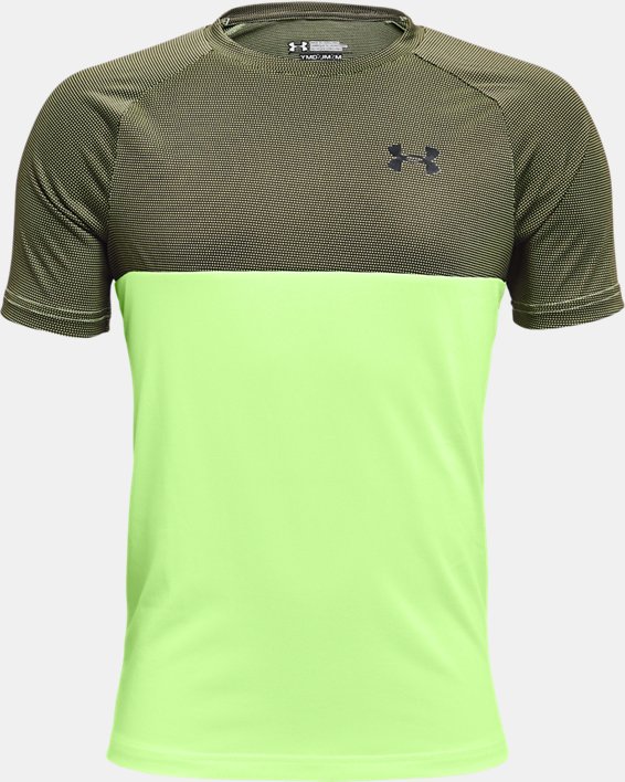 Boys' UA Tech™ Colorblock Short Sleeve, Green, pdpMainDesktop image number 0